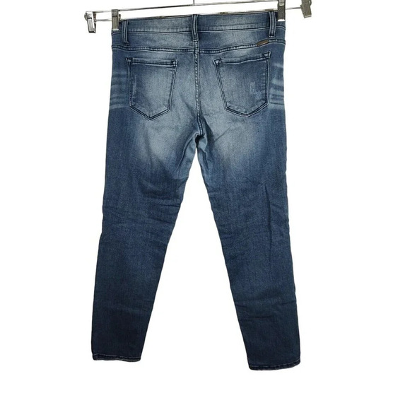 Kancan Ripped Moto Skinny Jeans Denim Women Size W13 30 Raw Hem KC8201D FLAW - Picture 8 of 12